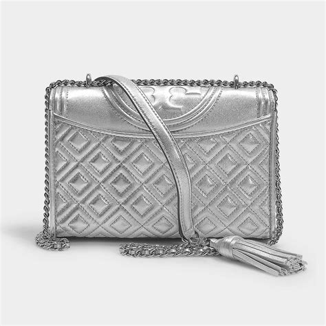 silver metallic shoulder bag